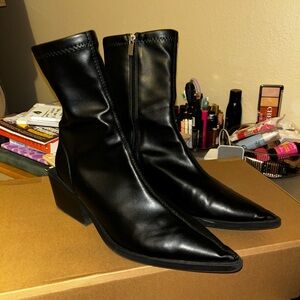 ASOS Wide Fit Refresh western sock boots in black